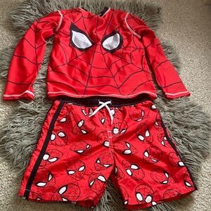 Marvel Red Spider-Man Kids Swim Trunks & Rashguard